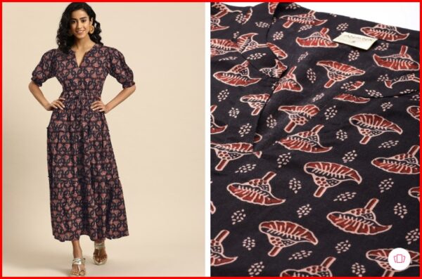 anayna Women Floral Printed Maxi Dress size M Colour Black