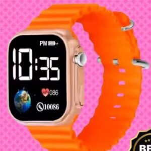 Private Label Digital Smartwatch with Orange Silicon Strap
