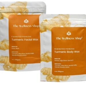 The Wellness Shop urmeric Facial 5Min Turmeric Body Combo Hair Removal Wax Powder Painless Treatment Made with Turmeric Rice Flour 100gms