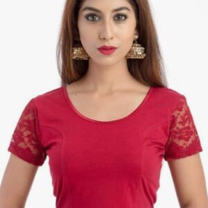 Private Label Womens Stretchable Readymade Saree Blouse Crop Top Choli 3 Unit Black Red Maroon Size XL pack of 3
