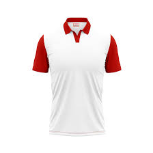 Plain Polo Neck White Red T Shirt Xxl