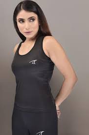 Black Color Gym Top For Women Size M