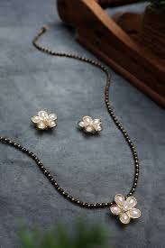 Flower Design Mangalsutra With Earrings