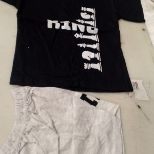 Black Printed T Shirt With Grey Shorts For Kids Size Nb