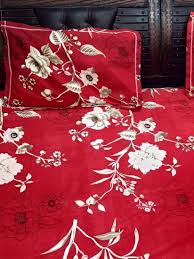 Red Color Cotton Floral Printed Double Bedsheet With 2 Pillow Cover