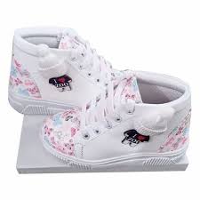 Niso White Printed Casual Shoes For Girls Kids Size 10