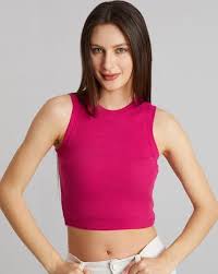 Pink Stretchable Tank Top For Women Size S