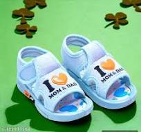 Sky Blue I Love Mom Printed Whistle Sandal For Kids Size 15