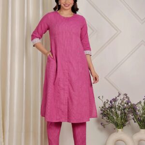 Army Kantha Cotton Solid A Line Purple Kurta For Women Size 6Xl