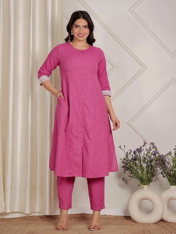 Army Kantha Cotton Solid A Line Purple Kurta For Women Size 6Xl