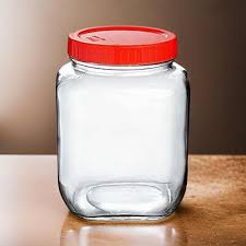 Glass Jar With Red Lid For Kitchen 1 Kg