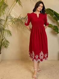 Red Designing Dress For Women Size M
