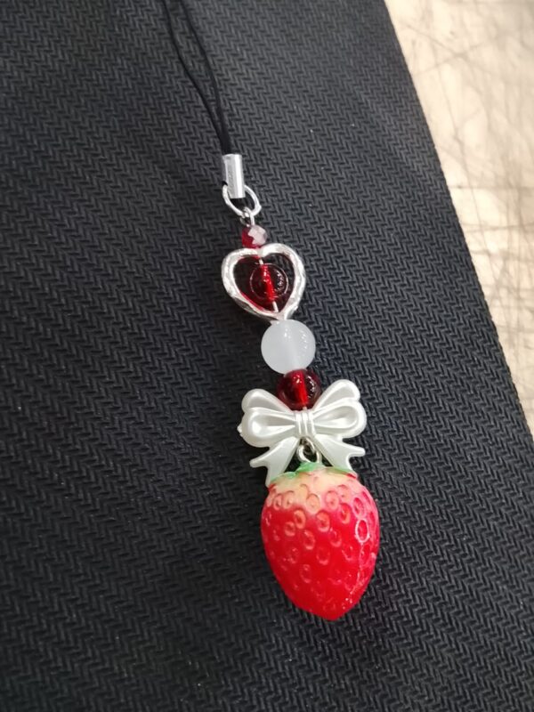 Decorative Strawberry Phone Charm Y2K Aesthetic Accessory With Pearl Phone Strap For Mobile