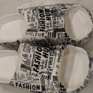 White Printed Slides Slippers For Men Size 43