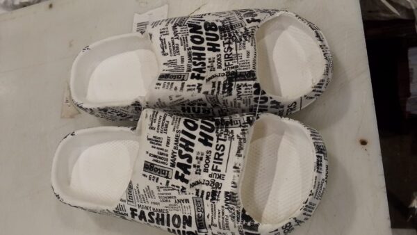 White Printed Slides Slippers For Men Size 43