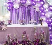 Happy Birthday Decor Multicolor Balloons And Purple Curtain Set For Decoration