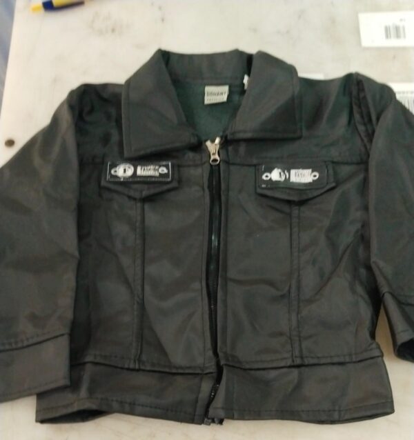 Kids Black Colour Leather Jacket Size M