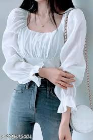Women Stylish Off Shoulder Smocked Top Size L
