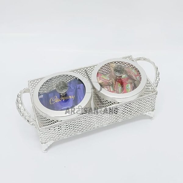 Silver Snack Serving Tray Set