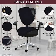 Polyester Blend Solid Black Office Chair Cover With Armrest Cover Washable Cover