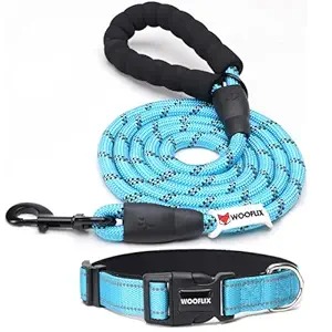 Wooflix Reflective Dog Leash And Collar Combo Set