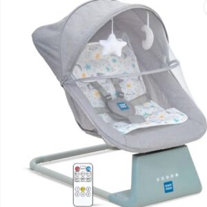 Meemee Electric Baby Rocking Swing Bluetooth Connection With Adjustable Speed Swings Grey