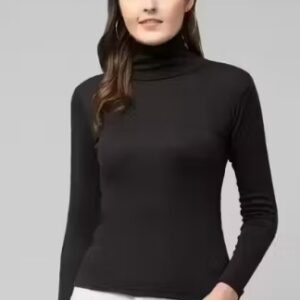 Womens And Girls High Neck Full Sleeve Top Black Size 26