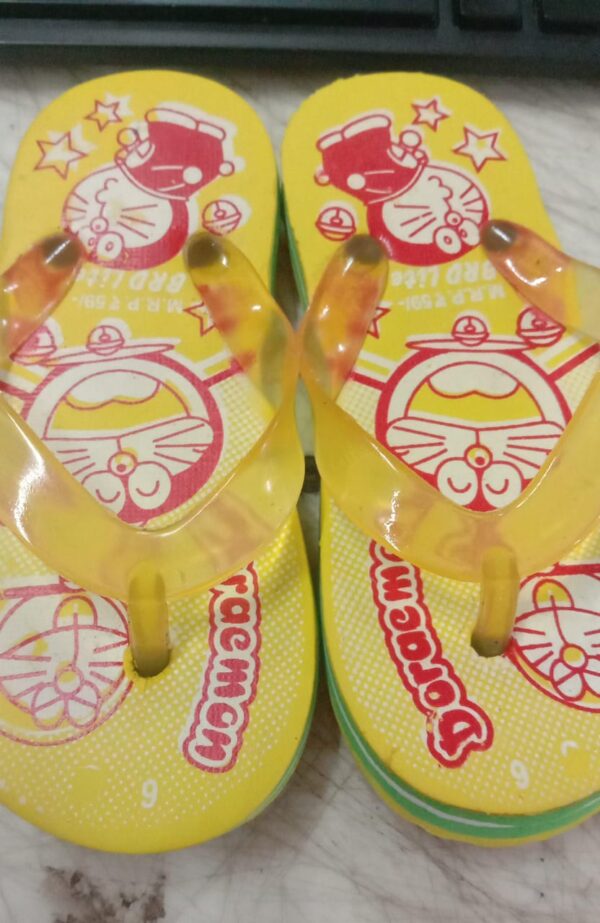 Unisex Yellow Doraemon Printed Slippers For Kids Size 6