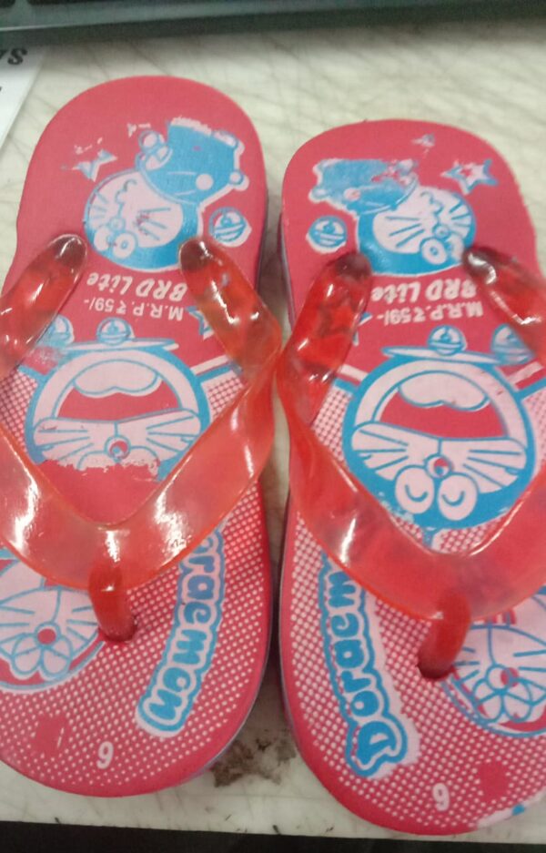 Unisex Red Doraemon Printed Slippers For Kids Size 7