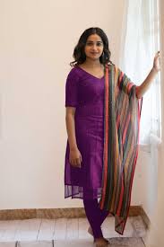 Purple Colour Jali Top Full Sleeves For Women Size M