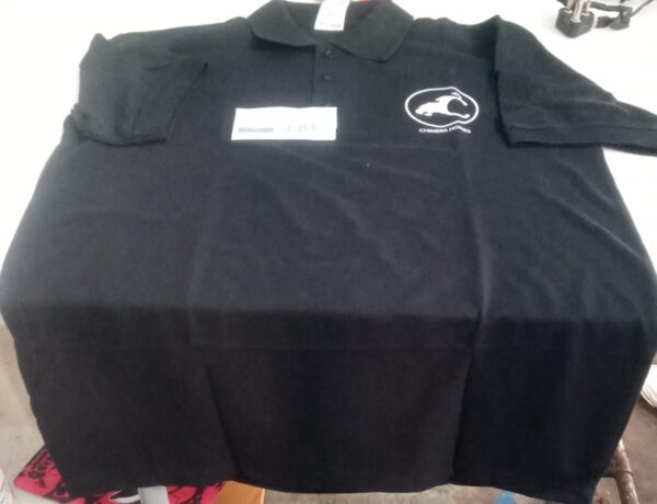 Male Black Printed Polo T Shirt For Men Size L