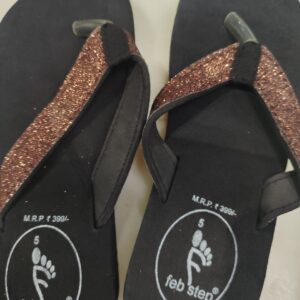 Black And Brown Colour Slippers For Women Size 5