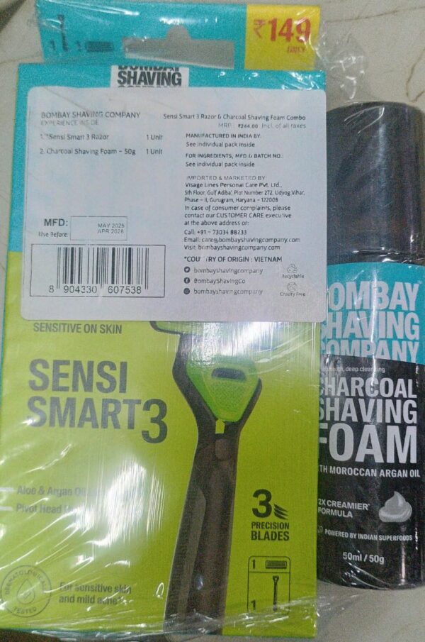 Bombay Shaving Company Sensi Smart 3 Razor With Shave Cream 50Ml