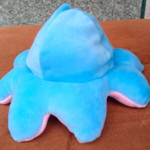 Plush Blue Reversible Octopus Soft Toy For Interior Decor