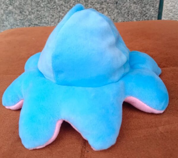 Plush Blue Reversible Octopus Soft Toy For Interior Decor