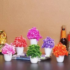 Artificial Flower Pot Multicolour Pack Of 6