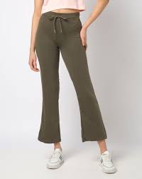 Rio Basic Women Regular Fit FlatFront Trousers Olive Green Colour Size Xl
