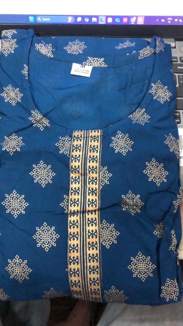 Women Blue Colour Printed Plazzo Suit Size M