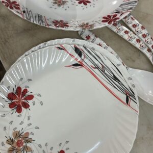 White Colour Printed Dinner Set Of 11 Pcs