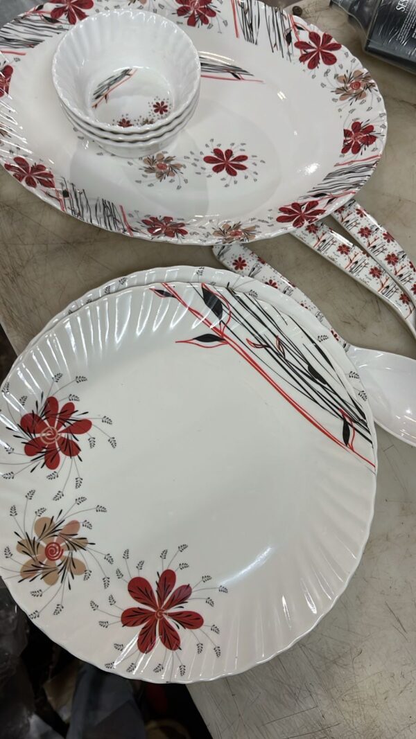 White Colour Printed Dinner Set Of 11 Pcs