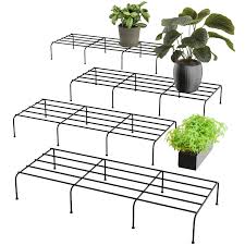 Planter Plant Stand Set Of 4 Black Iron Durable Stand