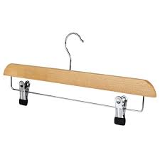 Solid Wooden Hangers With Metal Grip Clips Pack Of 5