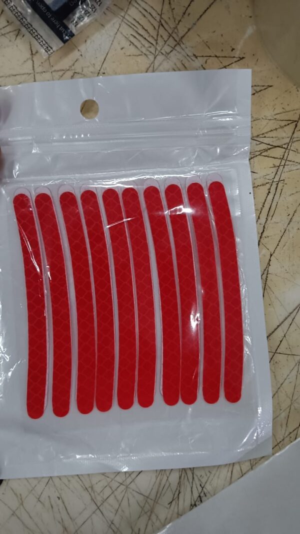 Red Wheel Car Bike 10 Pcs Reflective Wheel Rim Stripe Stickers