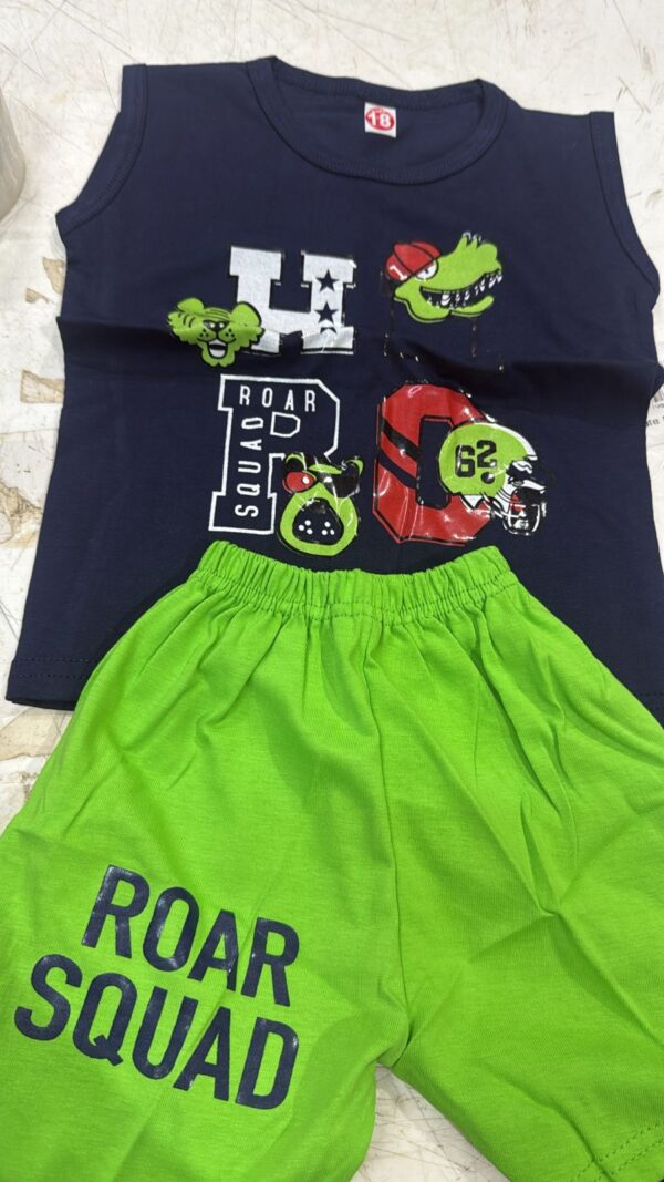 Kids Boys Blue And Green Color Short And T Shirt Set Size 18