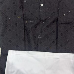 Kids Boys Black Color Kurti And White Color Pyjama Set Size 26