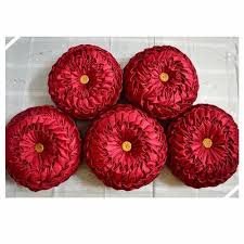 Round Sofa Pillow Cover Pack Of 5 Colour Maroon