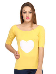 Scorpius Women Printed Cotton Top Yellow Size M