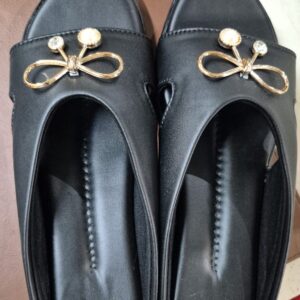 Women Black Colour Fancy Slippers Size 39