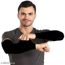 Summer Wear Uv Sunburn Tan Protection Black Color Stretchable Arm Sleeves