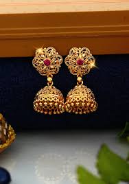 Women Alloy Gold Plated Jhumka Earrings